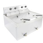 Parry Fryer NPDF9 table top electric 2 x 9kw double tank 2 x 9 litres with drain.