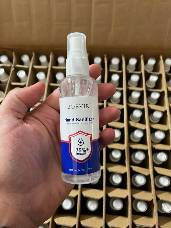 hand sanitizer 100ml spray bottle Hand Sanitizer 100 ml. 75% Alcohol - Pack of 100. Eoevir Brand