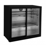 Hallco Refrigeration HC2BK undercounter bottle fridge double hinged door.