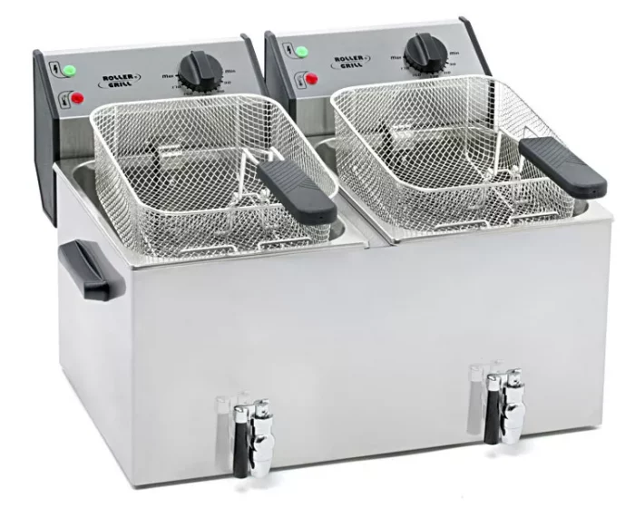 RollerGrill Fryer FD80DR counter top electric 2x8L double tank with draining system. - Image 1