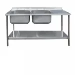 Die Pat Stainless Steel SA-DB15-60-54-SDRH sink double bowl 50 x 40 right drain 150 x 60 x 90 deep bowl