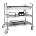 Vogue Stainless Steel 3 Tier Deep Tray Clearing Trolley - Image 2