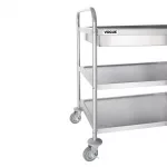 Vogue Stainless Steel 3 Tier Deep Tray Clearing Trolley - Image 3