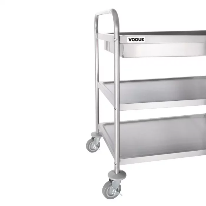 Vogue Stainless Steel 3 Tier Deep Tray Clearing Trolley - Image 3