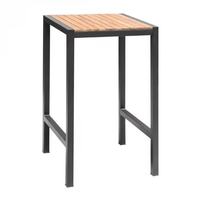 Bolero Square Steel and Acacia Bar Table 600mm - Image 2