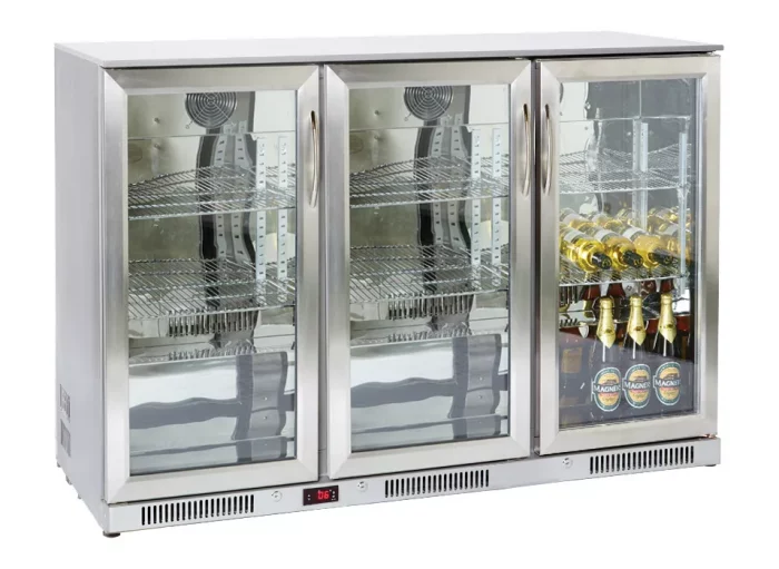 Prodis NT3ST-HC Hinged Glass Triple Door Stainless Steel Undercounter Bottle Cooler  300 Litres - Image 1