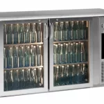 Gamko E3/22GMUCS84 Glass Double Door Stainless Steel Undercounter Bottle Cooler  344 x 33 Centiliters Bottles