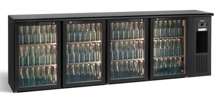 Gamko E3/2222GMU84 Glass Four Door Stainless Steel Undercounter Bottle Cooler  722 x 33 Centiliters - Image 1