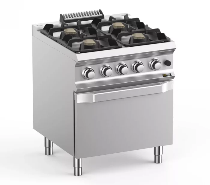 Hobart Ecomax HEFB77FGXL 4 Burner Gas Hob (4 x 7kW) with Gas Oven (6kW)  34kW - Image 1