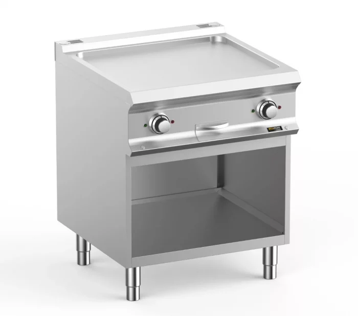 Hobart Ecomax HEFTBE77AL Smooth Griddle on Open Cupboard  10kW - Image 1