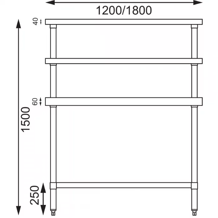 Vogue Stainless Steel Prep Station 1800x600mm - Image 3