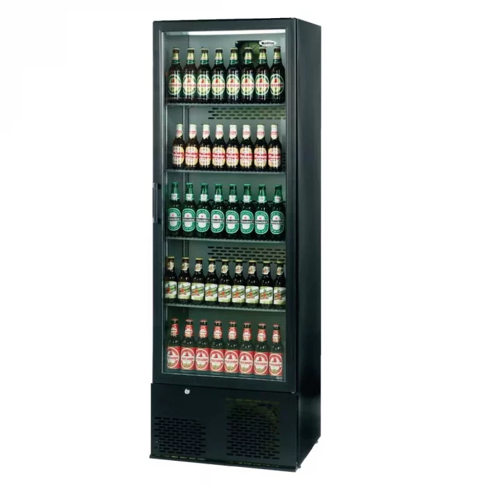 Infrico Upright Back Bar Cooler with Hinged Door in Black ZX10 - Image 1