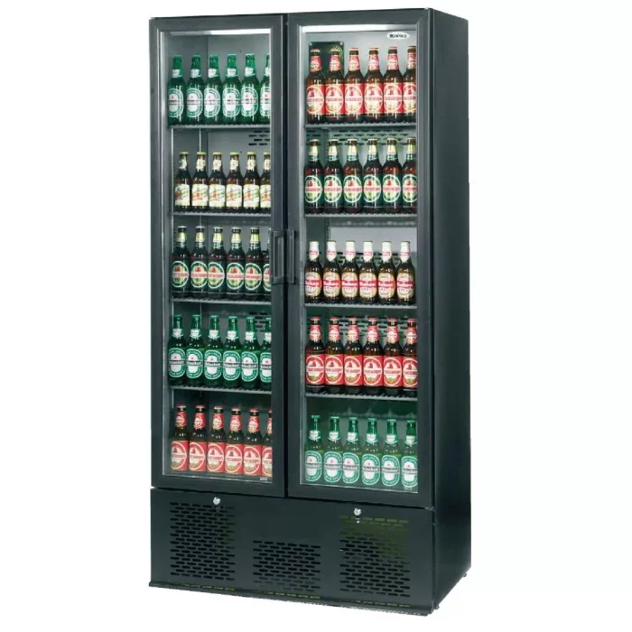 Infrico Upright Back Bar Cooler with Hinged Doors in Black ZX20 - Image 1