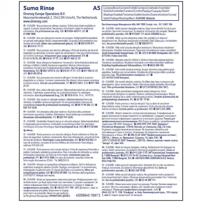 Suma A5 Warewasher Rinse Aid Concentrate 5Ltr (2 Pack) - Image 3