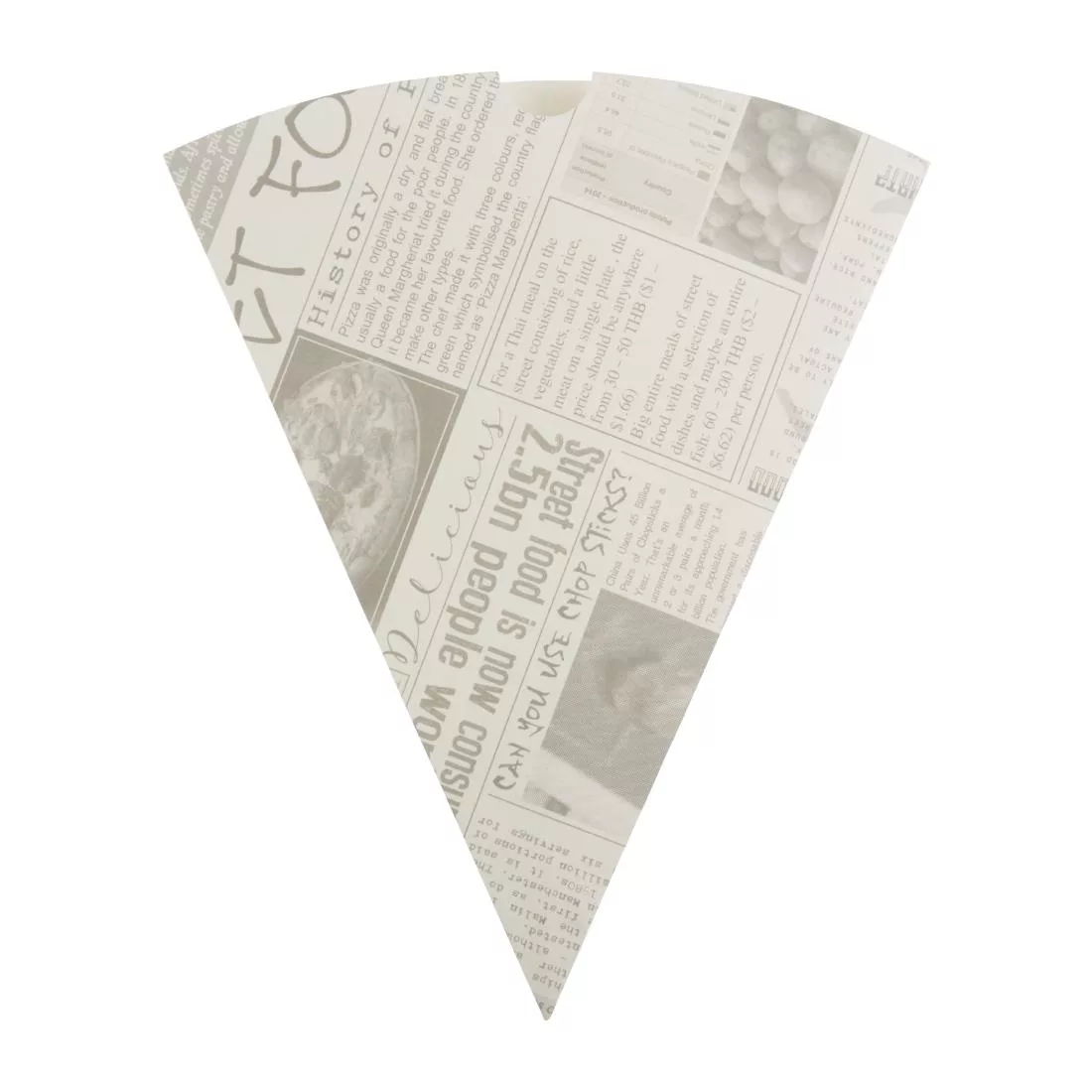 ce230_front.jpg Colpac Biodegradable Newspaper Print Paper Chip Cones 183mm (Pack of 1000) - Image 1
