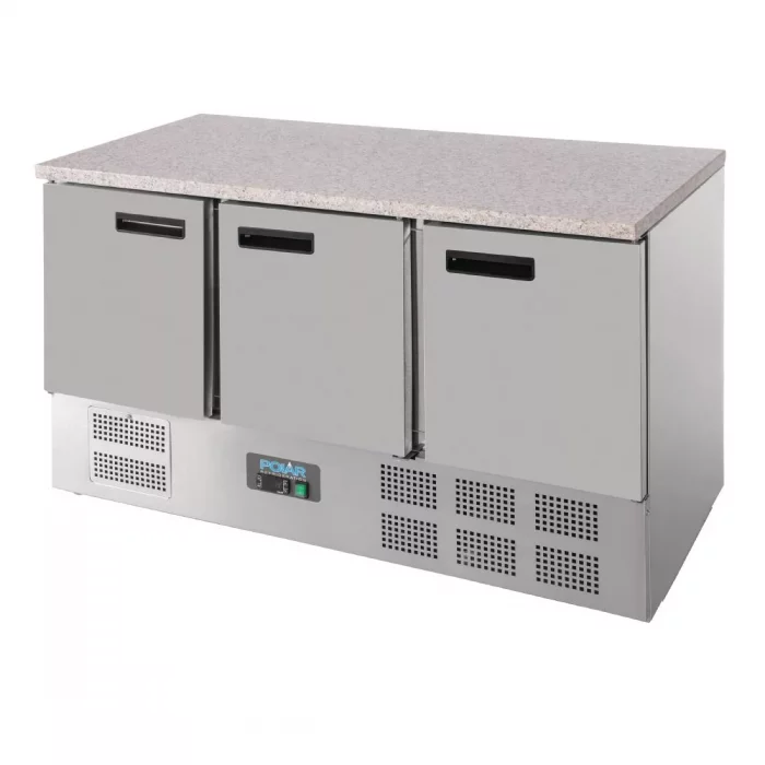 Polar G-Series 3 Door Counter Fridge with Granite Work Top 368Ltr - Image 6