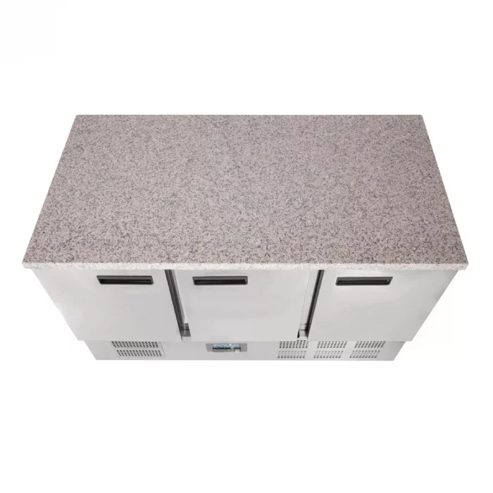 Polar G-Series 3 Door Counter Fridge with Granite Work Top 368Ltr - Image 8