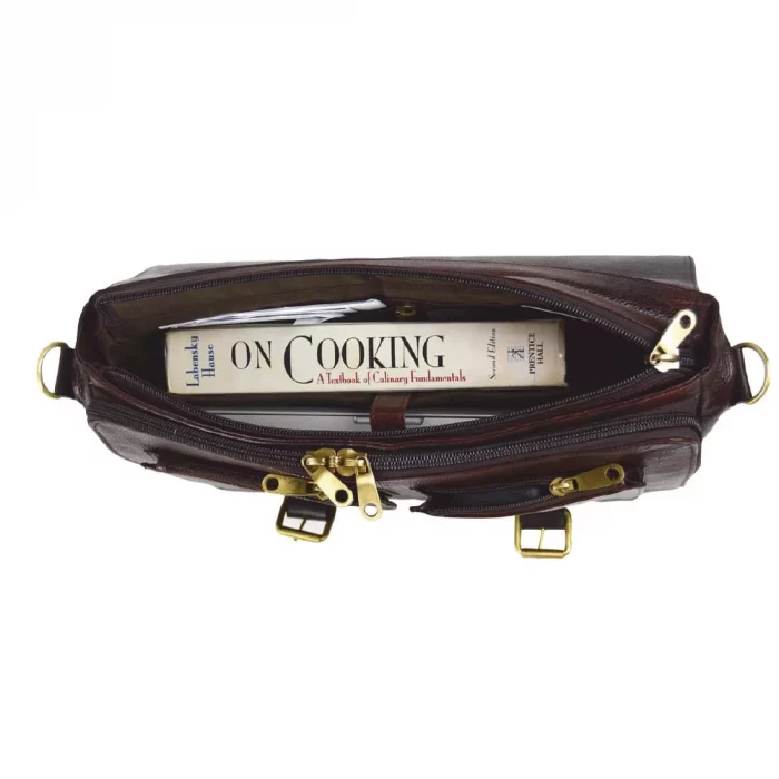 Boldric Messenger Leather Knife Bag Brown 10 Slots - Image 2