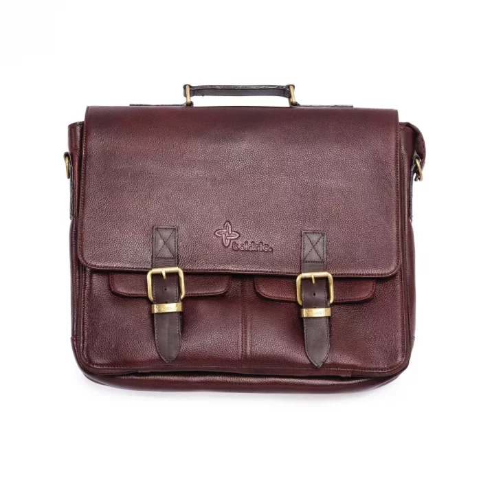 Boldric Messenger Leather Knife Bag Brown 10 Slots - Image 1