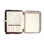 Boldric Messenger Leather Knife Bag Brown 10 Slots - Image 5