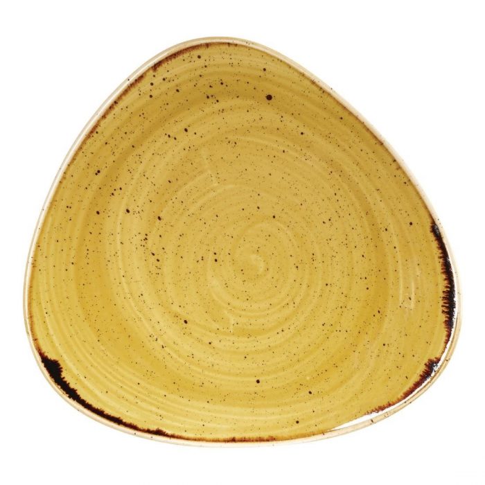 Churchill Stonecast Triangle Plate Mustard Seed Yellow 192mm (Pack of 12) - Image 1