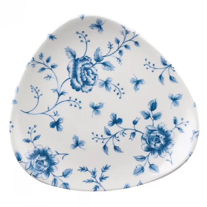 Churchill Vintage Prints Blue Rose Chintz Pattern Triangle Plate 192mm (Pack of 12) - Image 1