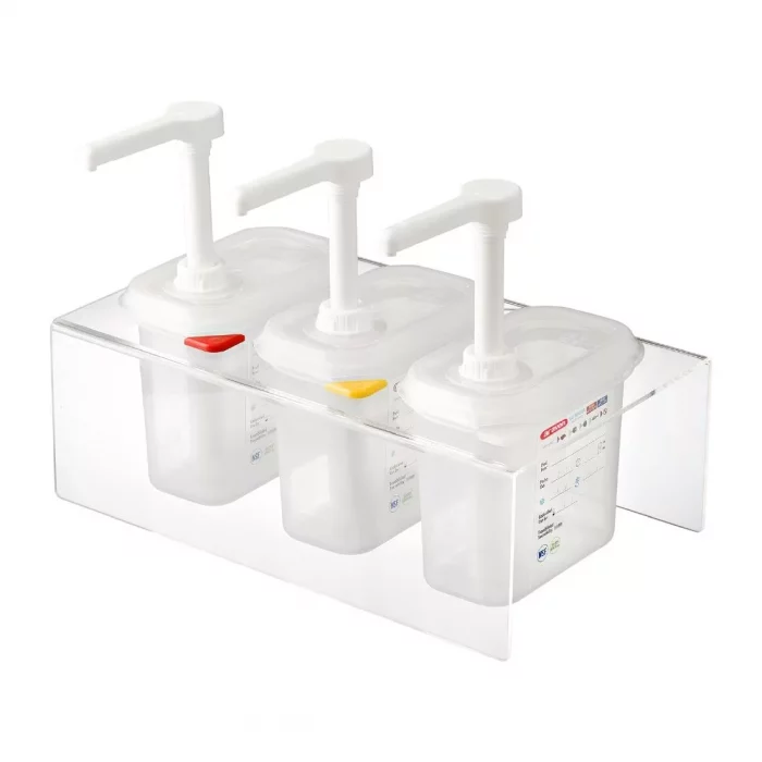 Araven Sauce Dispensers with Pump GN 1/9 Transparent 1.5Ltr (Pack of 3) - Image 1