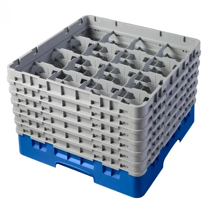 Cambro Camrack Blue 16 Compartments Max Glass Height 298mm - Image 1