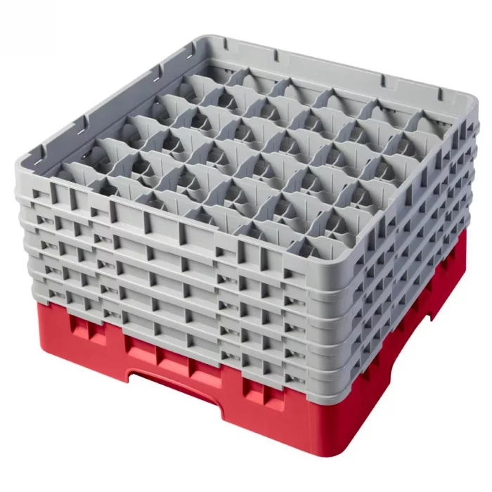 Cambro Camrack Red 36 Compartments Max Glass Height 258mm - Image 1