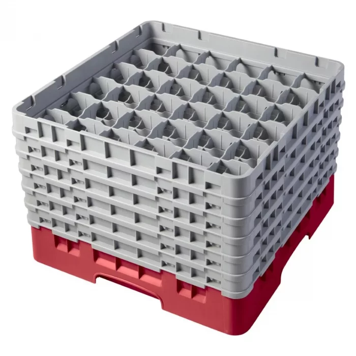 Cambro Camrack Red 36 Compartments Max Glass Height 298mm - Image 1