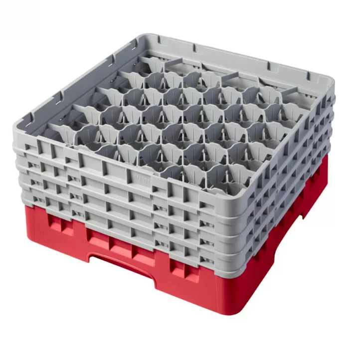 Cambro Camrack Red 30 Compartments Max Glass Height 215mm - Image 1