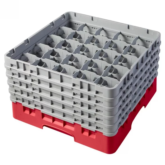 Cambro Camrack Red 25 Compartments Max Glass Height 258mm - Image 1