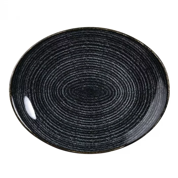 Churchill Studio Prints Homespun Charcoal Black Oval Coupe Plate 317 x 255mm - Image 1