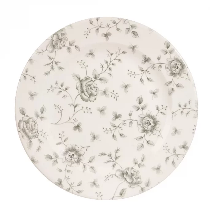 Churchill Vintage Prints Rose Chintz Profile Plates Grey 305mm (Pack of 6) - Image 1