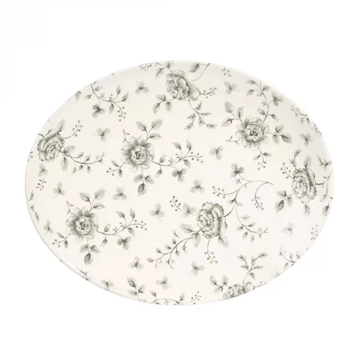 Churchill Rose Chintz Oval Coupe Plates Grey 317mm (Pack of 6) - Image 1