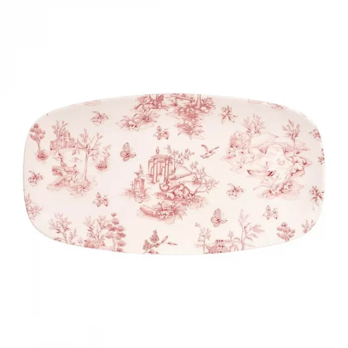 Churchill Vintage Prints Rectangular Plates Cranberry Toile 355mm (Pack of 6) - Image 1