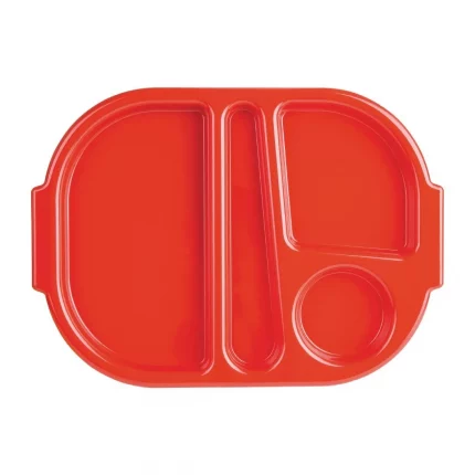 Olympia Kristallon Small Polycarbonate Compartment Food Trays Red 321mm