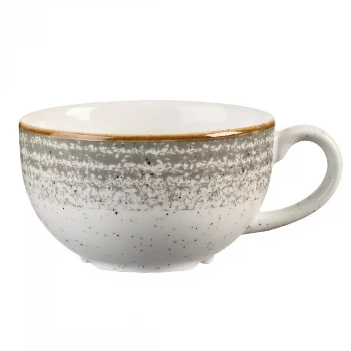 Churchill Studio Prints Homespun Stone Grey Cappuccino Cup 227ml 8oz - Image 1