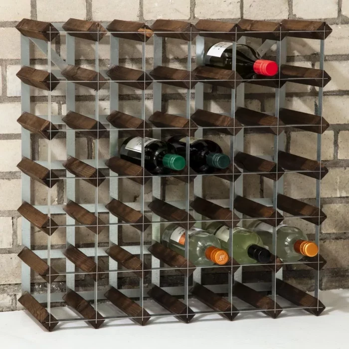 Wine Rack Dark Wood 42 Bottle - Image 7