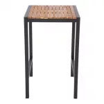 Bolero Square Steel and Acacia Bar Table 600mm