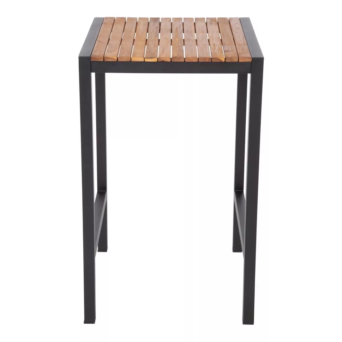 ds155_boleronew.jpg Bolero Square Steel and Acacia Bar Table 600mm - Image 1
