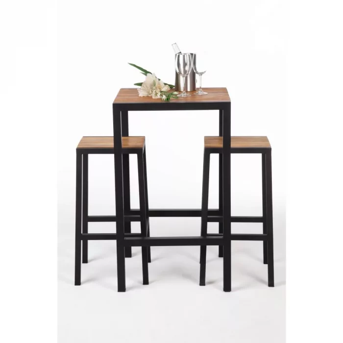 Bolero Square Steel and Acacia Bar Table 600mm - Image 11