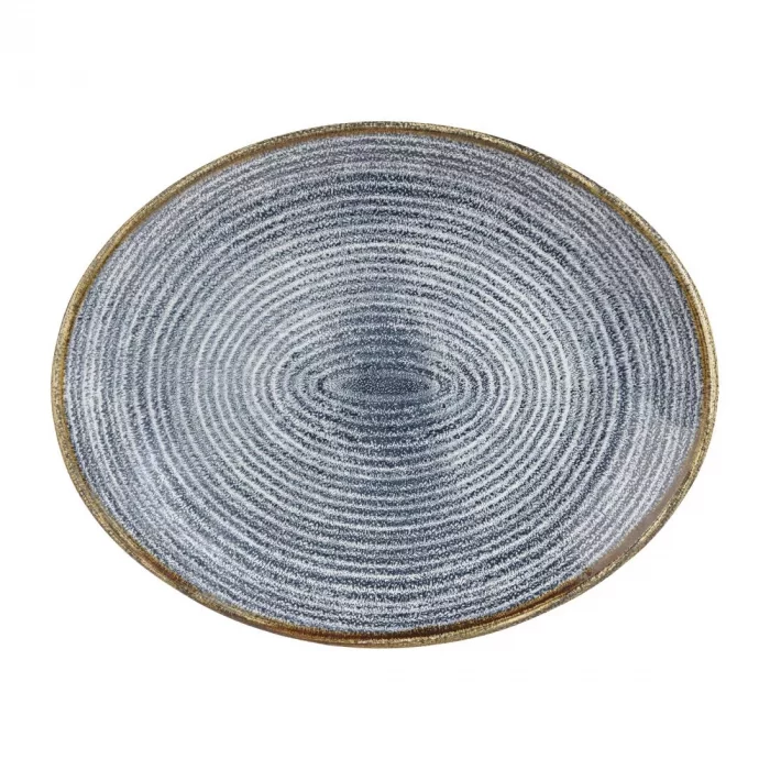 Churchill Studio Prints Homespun Oval Coupe Plates Slate Blue 270mm (Pack of 12) - Image 1