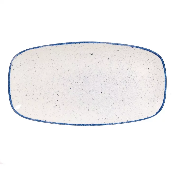 Churchill Stonecast Hints Oblong Plates Indigo Blue 355mm (Pack of 6) - Image 1