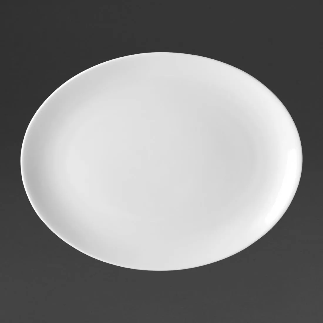 dy320_grey.jpg Utopia Pure White Oval Plates 250mm (Pack of 24) - Image 1