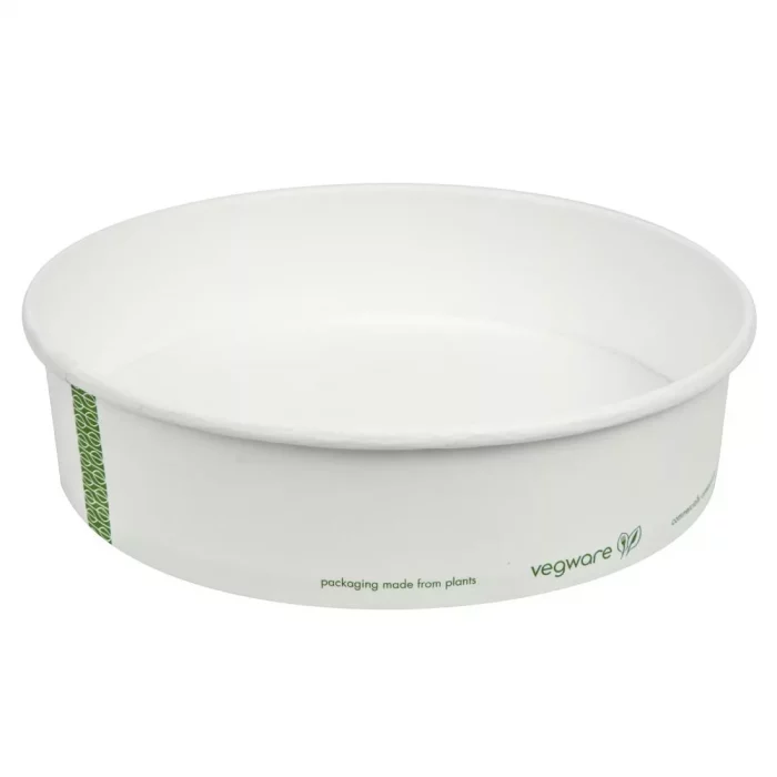 Vegware 185-Series Compostable Bon Appetit Wide PLA-lined Paper Food Bowls 26oz (Pack of 300) - Image 1