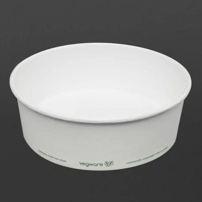 Vegware 185-Series Compostable Bon Appetit Wide PLA-lined Paper Food Bowls 32oz (Pack of 300) - Image 2