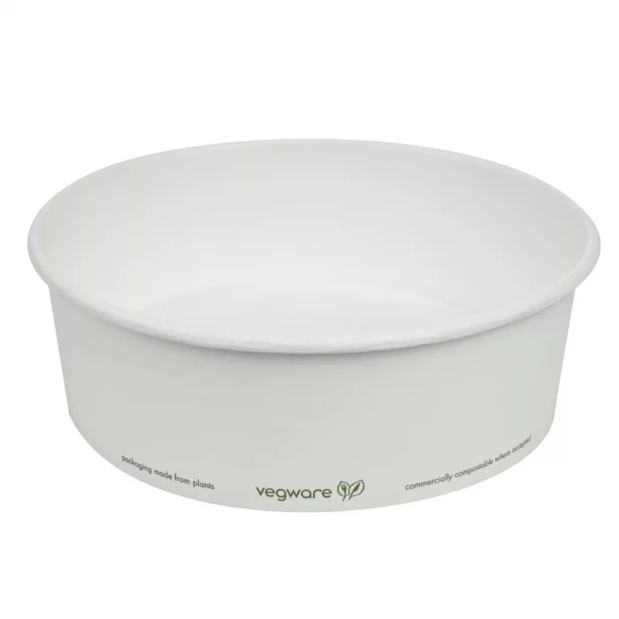 Vegware 185-Series Compostable Bon Appetit Wide PLA-lined Paper Food Bowls 32oz (Pack of 300) - Image 3