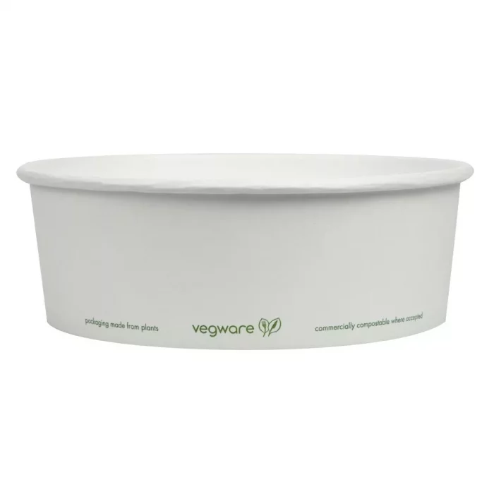 Vegware 185-Series Compostable Bon Appetit Wide PLA-lined Paper Food Bowls 32oz (Pack of 300) - Image 4