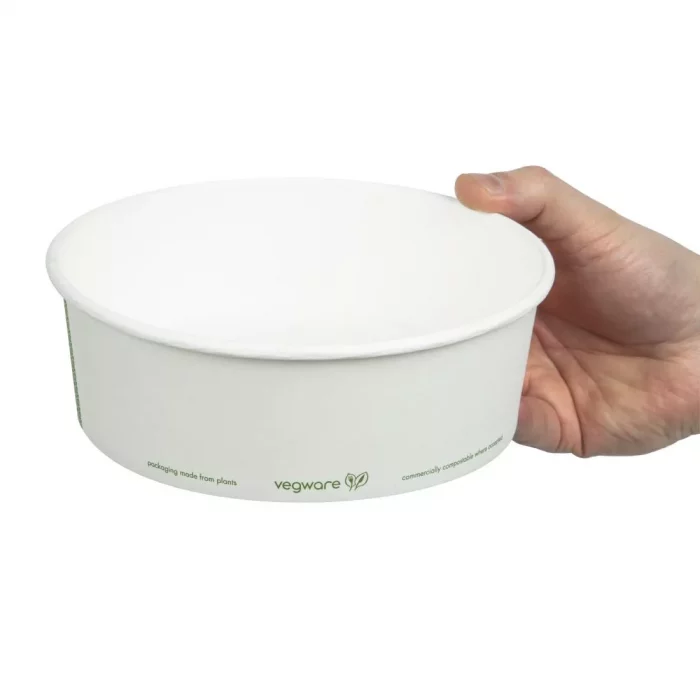 Vegware 185-Series Compostable Bon Appetit Wide PLA-lined Paper Food Bowls 32oz (Pack of 300) - Image 5